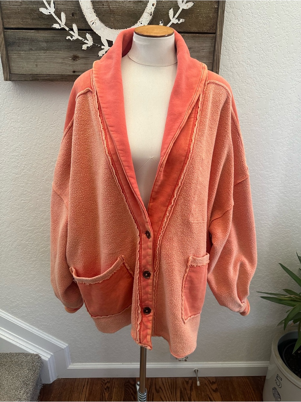 Free People Jordan jacket fleece cardigan orange ladies size XL